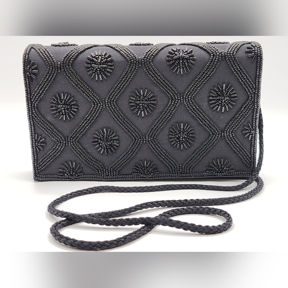 Source Unknown Handbags - Elegant Black Beaded Women's Evening Bag